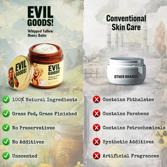 LOT of 2 New Evil Goods Whipped Beef Tallow Honey Balm - Organic Face Cream - Picture 5 of 9